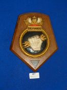 Metal Navy Plaque on Wood 24cm