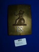 Antique IX Lancers Shako Plate