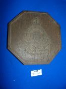 Hand Carved RAOC Plaque 19.5x19.5cm