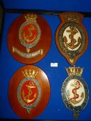 Four Naval Service Plaques up to 30cm high