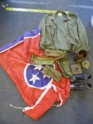 Mixed Lot Including Boots, Webbing, Shirt, Flag, etc.