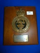 Brass on Wood Canadian Light Infantry Plaque 24.5x20.5cm