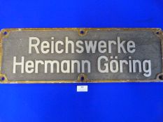 Original WWII Aluminium Factory Sign 