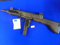 Deactivated MP Uzi Sub Machine Gun with Wooden Stock