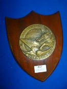 Brass on Wood Argentinian Navy Plaque 25.5cm high