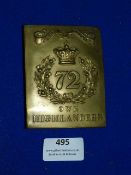 Antique Duke of Albany Own Highlanders Shako Plate