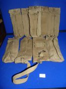 Nine British Post War Webbing Ammunition Pouches 1950's