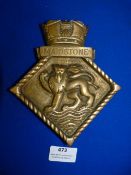 Brass Navy Plaque 17cm