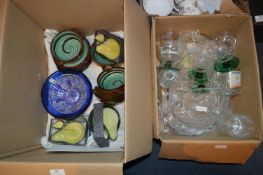 Glass and China Dishes, Tumblers, Brandy Glasses,