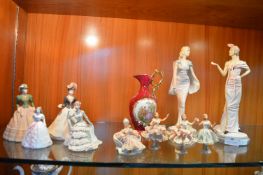 Decorative Pottery Items Including Coalport Figuri