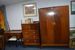 Period Oak Bedroom Suite; Double Wardrobe, Three D
