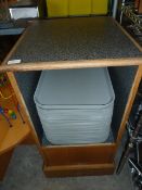 * wooden tray stand with trays