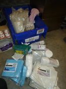 * large quantity of cloths including tea towels, dishcloths, scourers, serving gloves