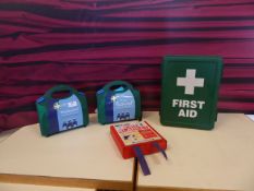 * 3 x first aid kits, 1 x fire blanket