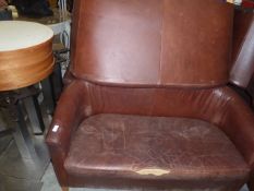 * 3 x leather sofas all with signs of wear