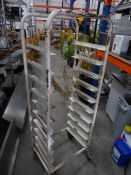 * tray rack on castors with 10 shelves. 500w x 300d x 1400h