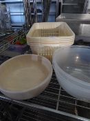 * plastic baskets and bowls