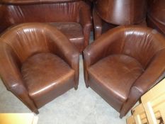 * 3 x leather tubs chairs with lovely patina
