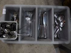 * grey cutlery tray with cutlery