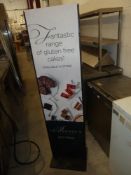 * Freestanding black metal advertising frame both sides with removable hard board advertising. 420w