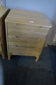 *Oak Three Drawer Bedside Chest