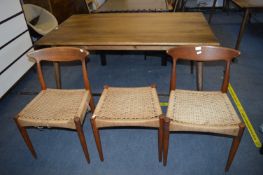 Two Retro Rattan Seated Chairs by Danish MK Manufa