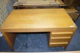 Oak Three Drawer Office Desk