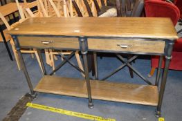 Oak Console Unit with Two Drawers