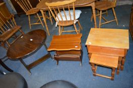 Nest of Three Tables, Magazine Rack and Small Oak