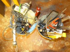 Two Galvanised Buckets with Assorted Tools