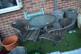 Glass Topped Circular Garden Table with Two Chairs