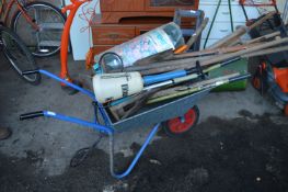 Galvanised Metal Wheelbarrow and Contents of Garde