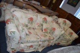 Two Seat Sofa and Armchair in Floral Upholstery