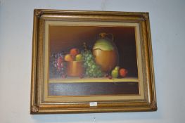 Gilt Framed Oil on Canvas by G. Bessel - Still Lif