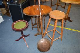 Oak Oval Drop Leaf Side Table plus Stool, Wine Tab