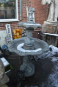 Large Two Tier Water Fountain with Dolphins and Ch