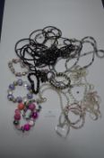 Small Box of Costume Jewellery, Beaded Necklaces,