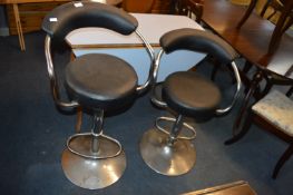 Pair of Chrome & Black Gas Lift Bar Stools