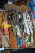 Vintage Toys, Railway Track, Sailing Boat, Pop Gun