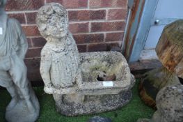 Garden Ornament of a Girl with Wheelbarrow