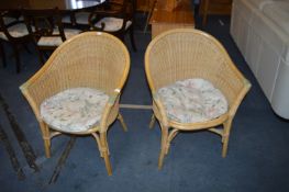 *Pair of Bamboo Basket Weave Conservatory Armchairs
