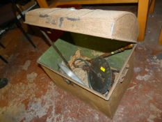 Dome Top Tin Trunk, Brass Salters Balance, etc.