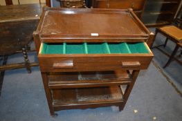 1930's Oak Tea Trolley with Lined Cutlery Drawer