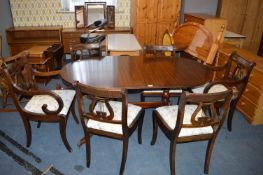 Oval Draw Leaf Dining Table with Four Lyre Back Ch