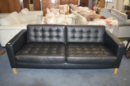 Black Leather Two Seat Sofa