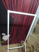 * 2 x white narrow hanging rails on castors 640w x 500d x 1460h