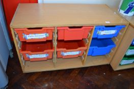 *Wood Effect Storage Unit with Plastic Trays
