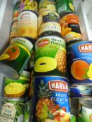 ~30 Tins of Canned Fruit and Veg