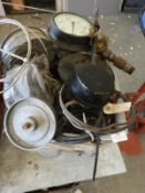 *Plastic Box Containing Assorted Air Pressure and Other Gauges