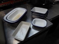 * enamel and porcelain dishes x 12